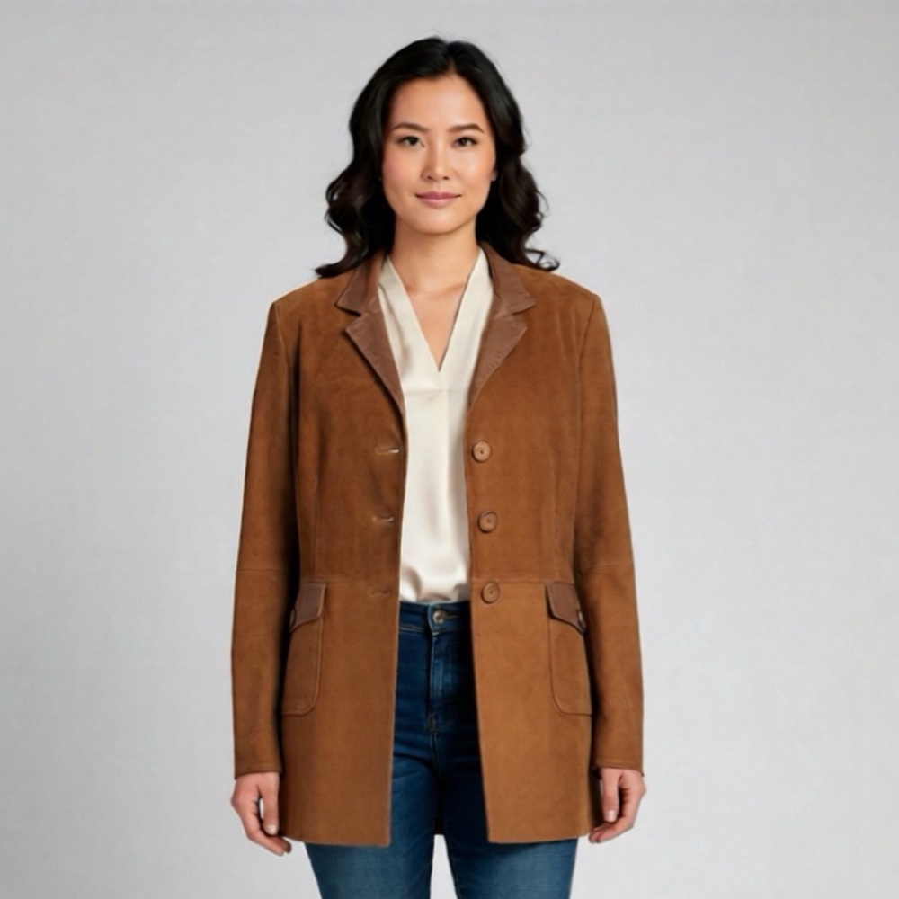 Basler Tan Leather Suede  Women's Jacket